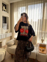 تیشرت گیلاس پلنگی سه ربع 🍒✨ - Image 5