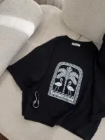 تیشرت طرح نخل و فلامینگو. - Image 2