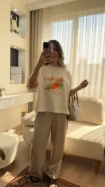 تیشرت استین سه ربع طرح پرتغال🍊 - Image 2